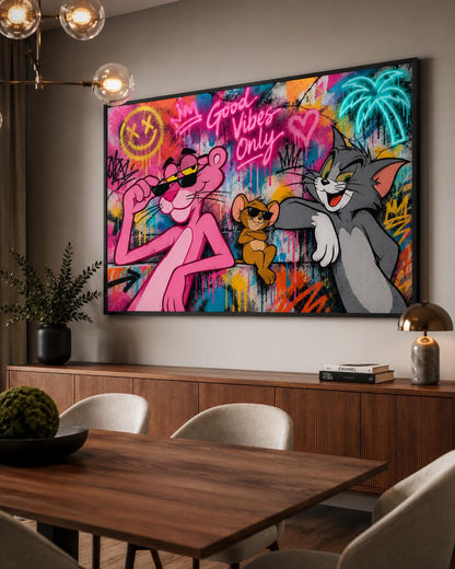 Poster digitale street art pop con graffiti neon - Download da stampare