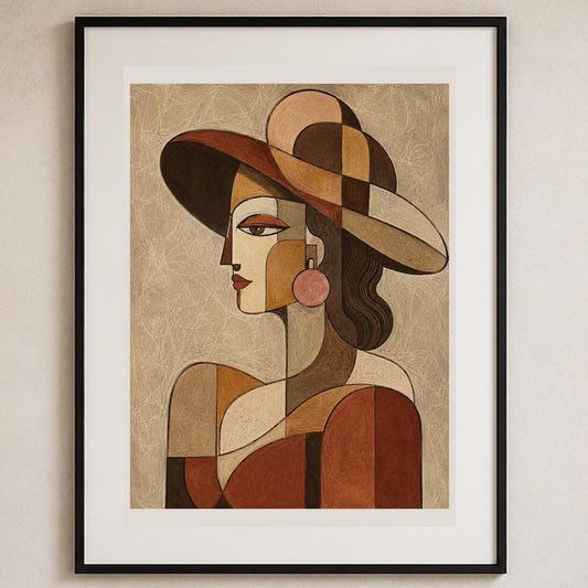 Poster digitale ritratto femminile cubista Art Deco - Signora Deco, file da stampare