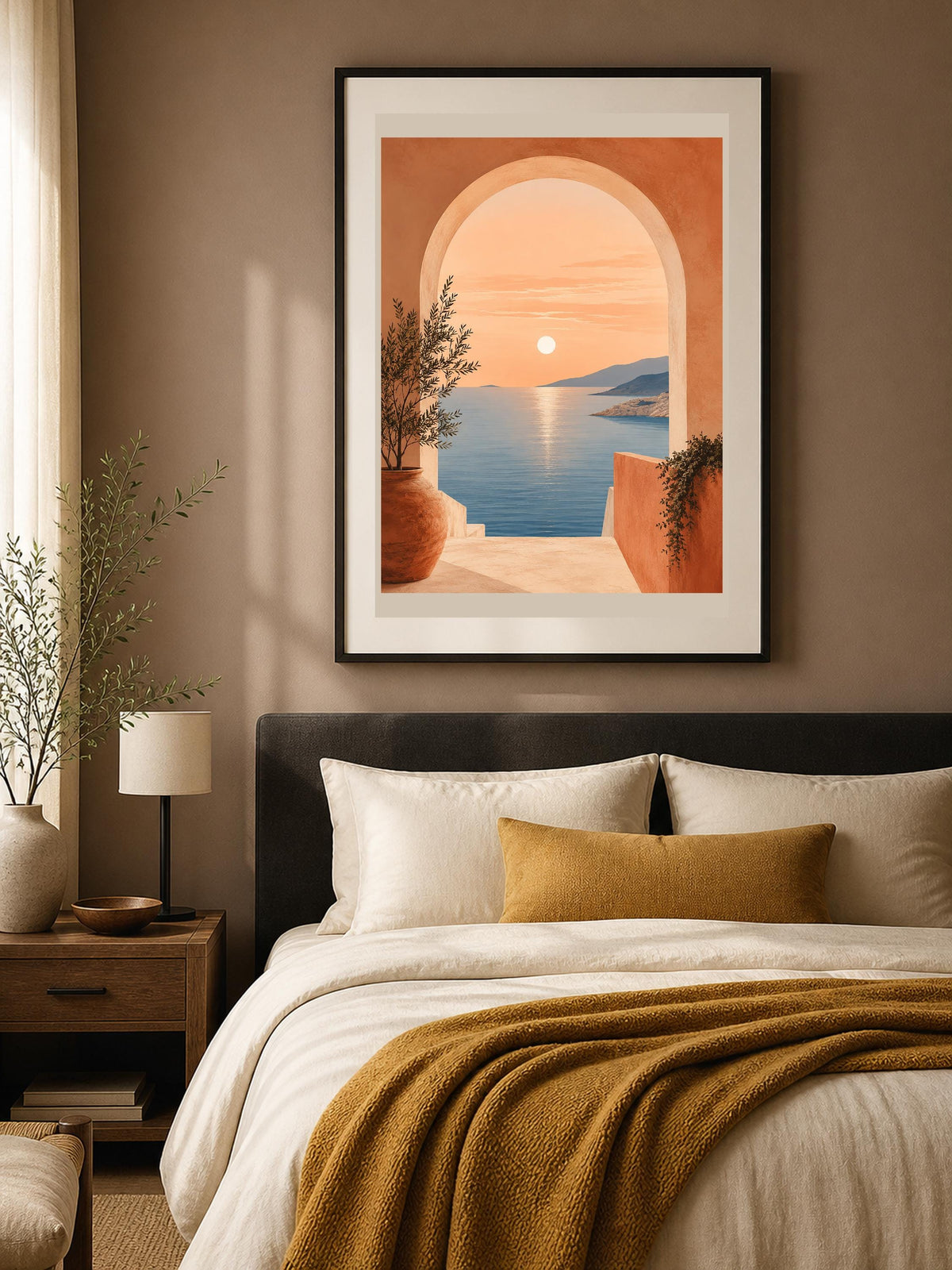Poster digitale arco sul mare al tramonto - Orizzonte Mediterraneo, file da stampare