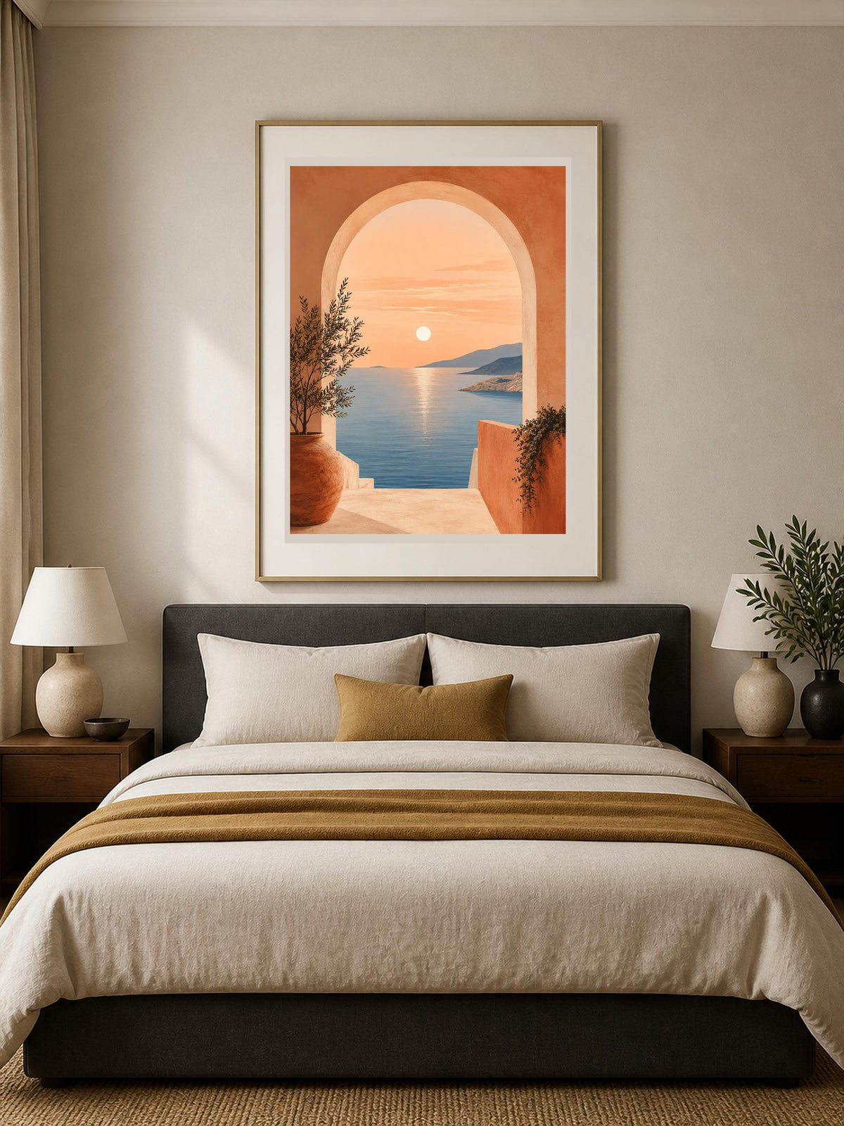 Poster digitale arco sul mare al tramonto - Orizzonte Mediterraneo, file da stampare