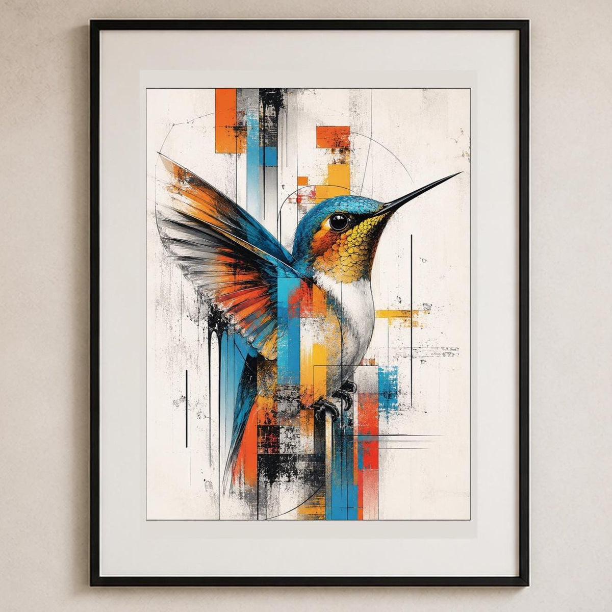 Poster digitale colibrì astratto in volo - Colibrì in Movimento, file da stampare