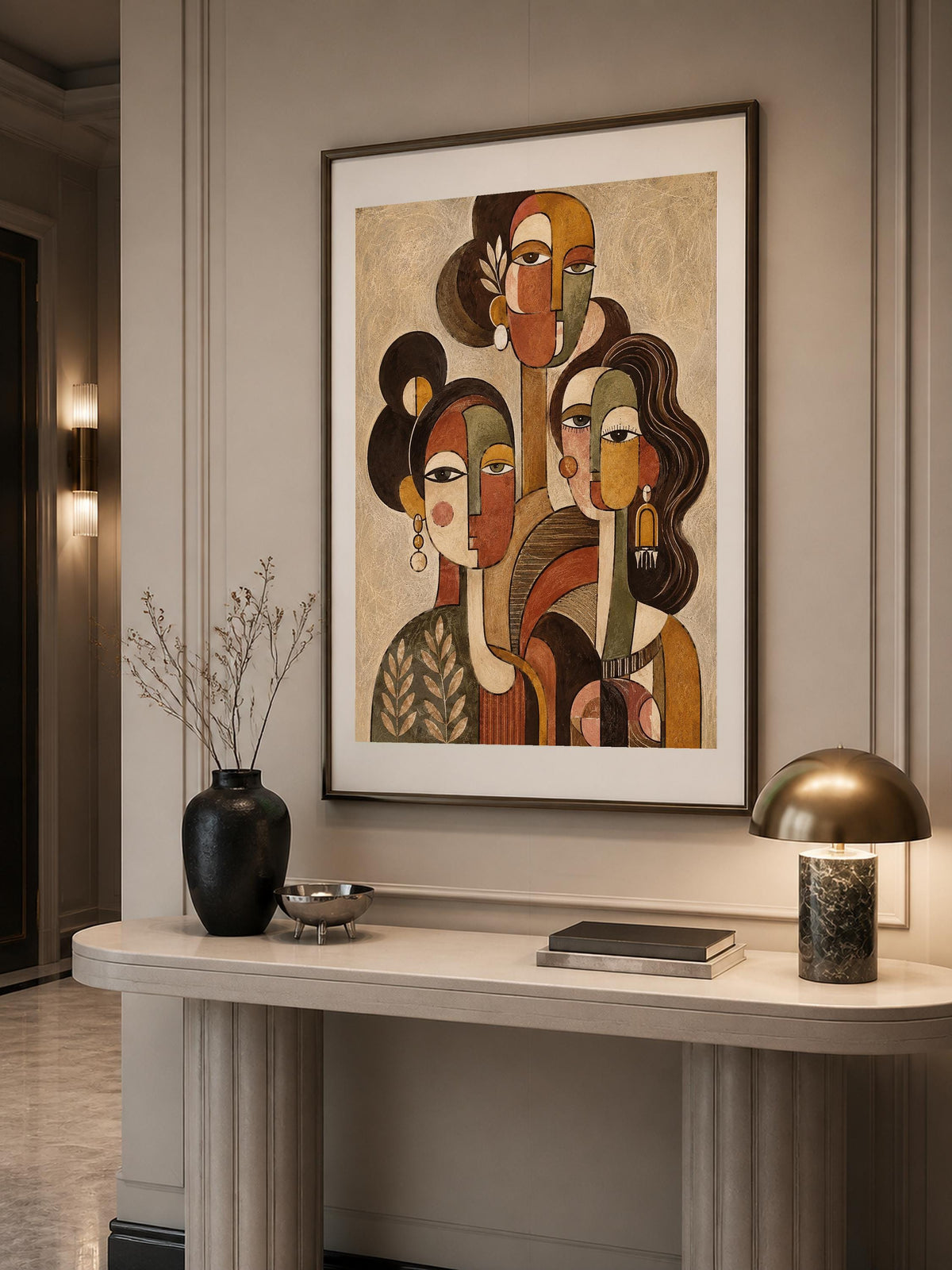 Poster digitale tre figure femminili cubiste - Tre Voci, file da stampare