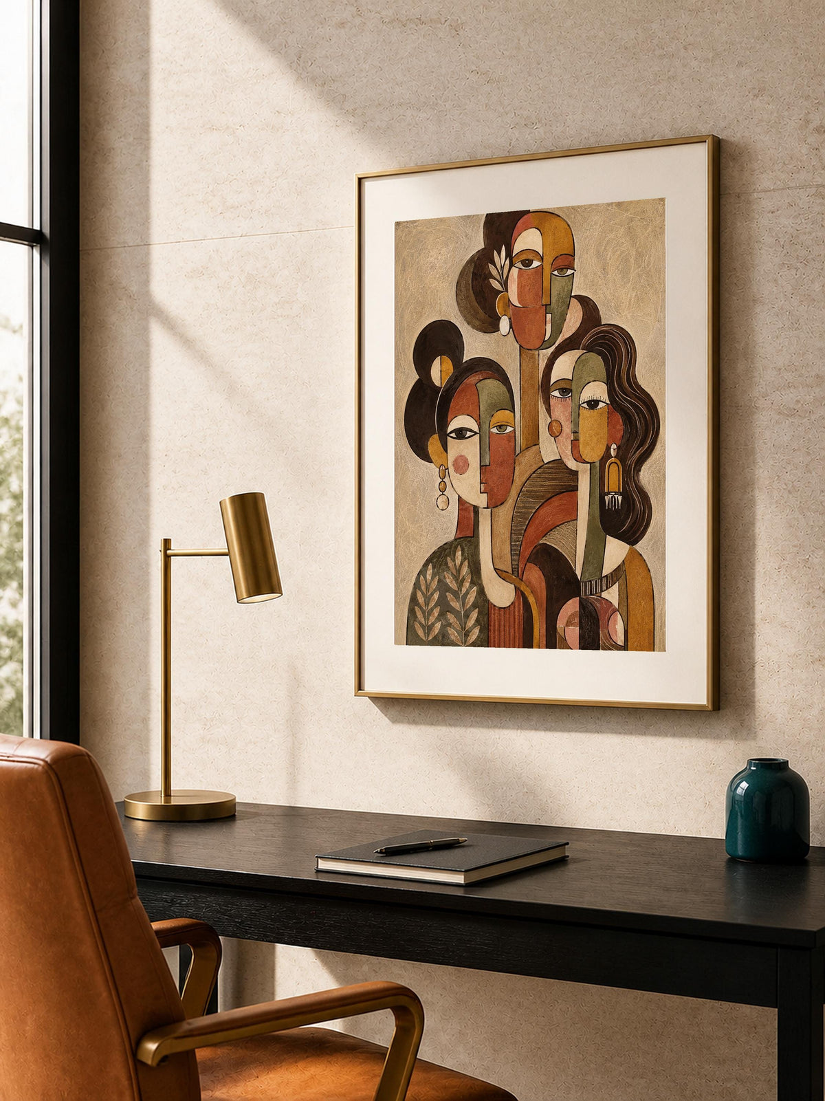 Poster digitale tre figure femminili cubiste - Tre Voci, file da stampare