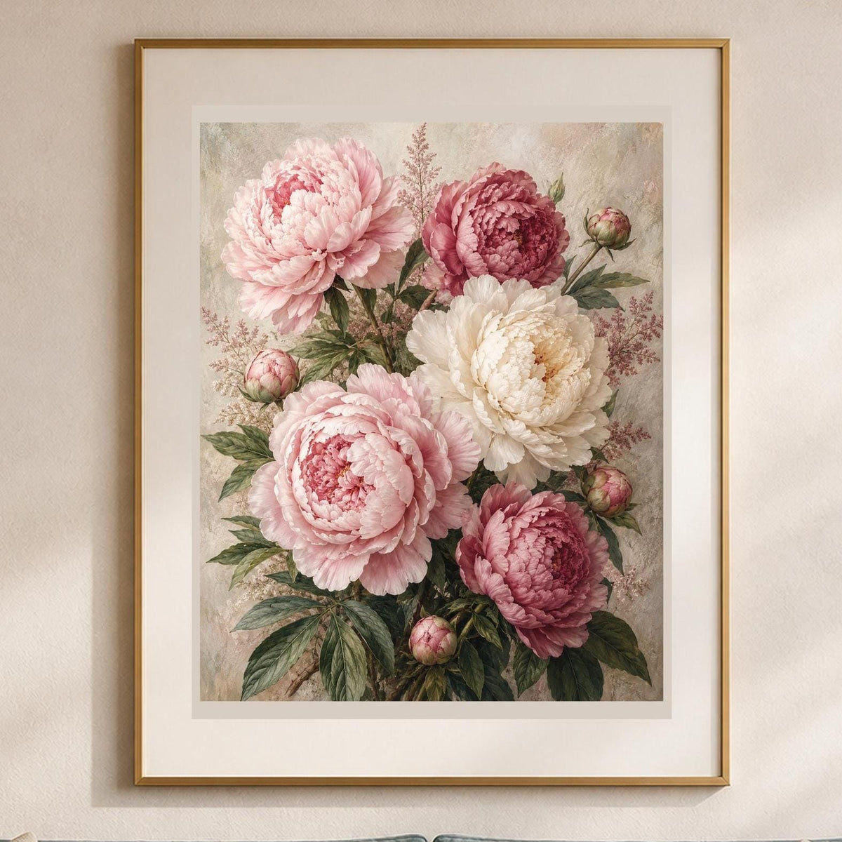 Poster digitale bouquet romantico di peonie - Peonie Antiche, file da stampare