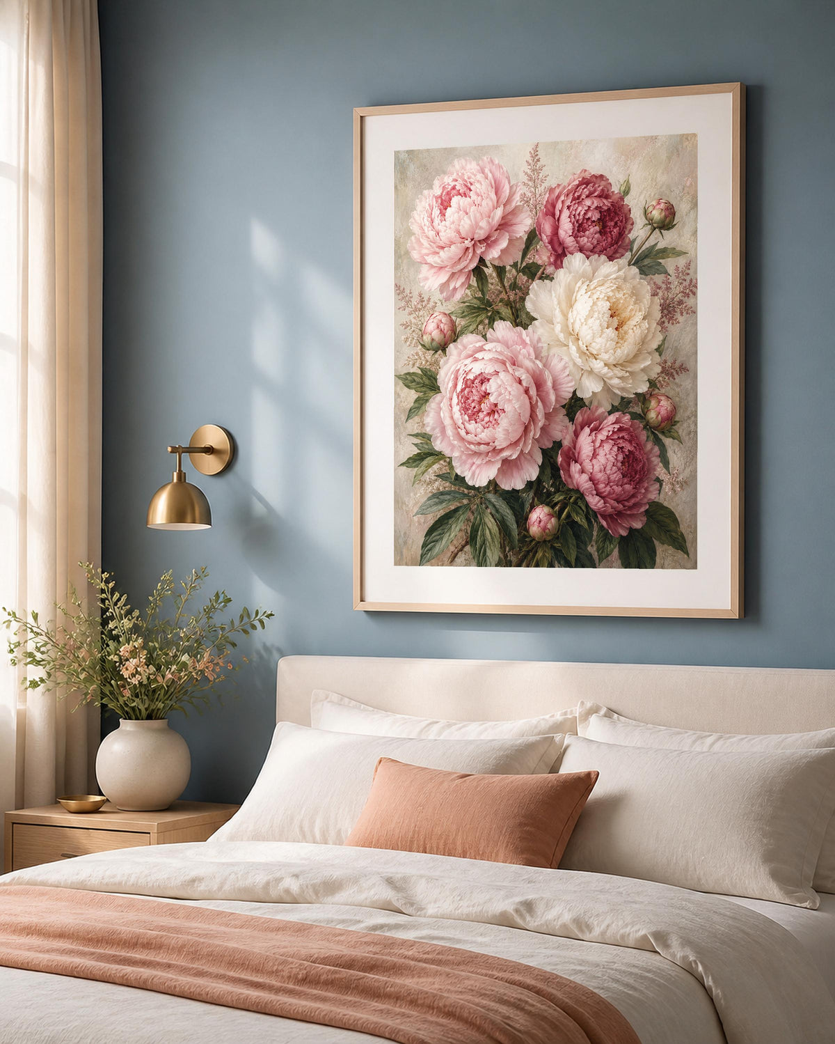 Poster digitale bouquet romantico di peonie - Peonie Antiche, file da stampare