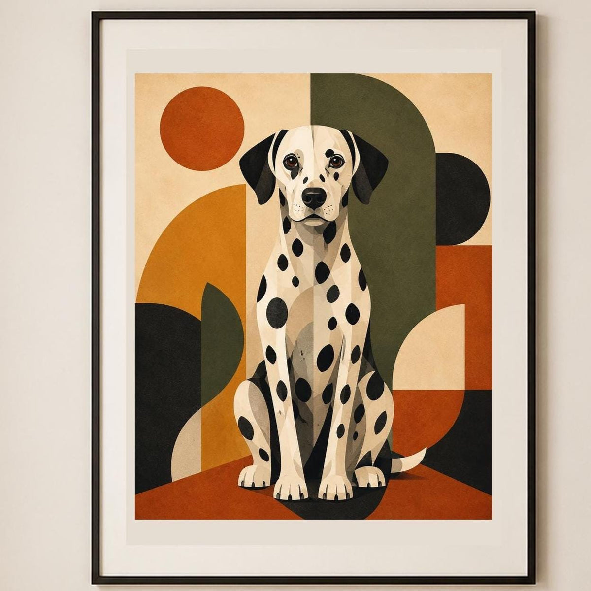 Poster digitale cane dalmata in stile mid-century - Dalmata Moderno, file da stampare