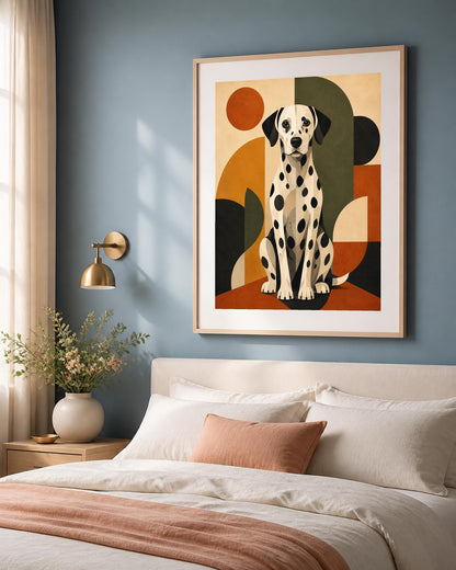 Poster digitale cane dalmata in stile mid-century - Dalmata Moderno, file da stampare