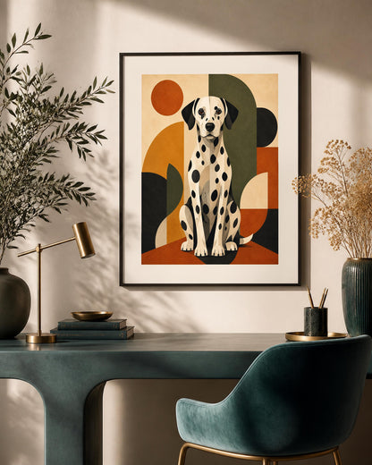 Poster digitale cane dalmata in stile mid-century - Dalmata Moderno, file da stampare
