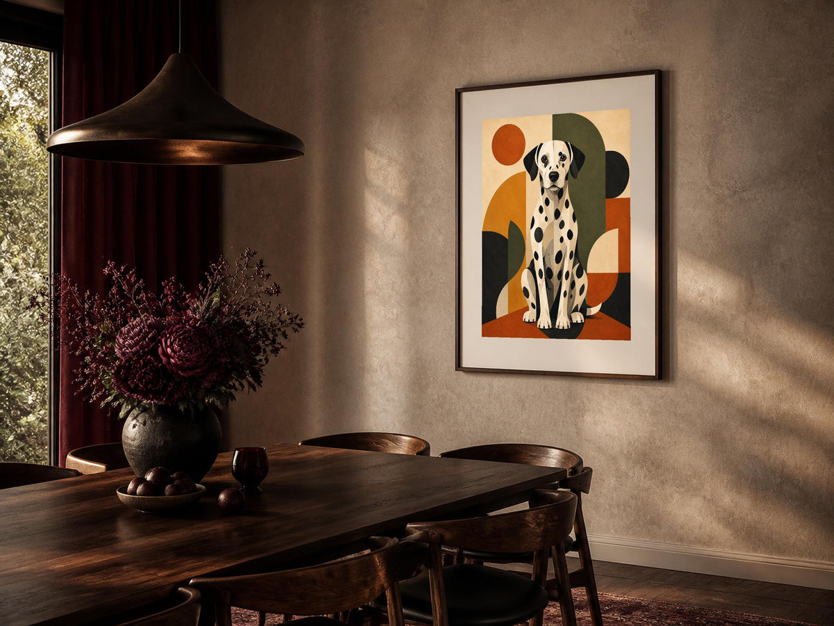 Poster digitale cane dalmata in stile mid-century - Dalmata Moderno, file da stampare