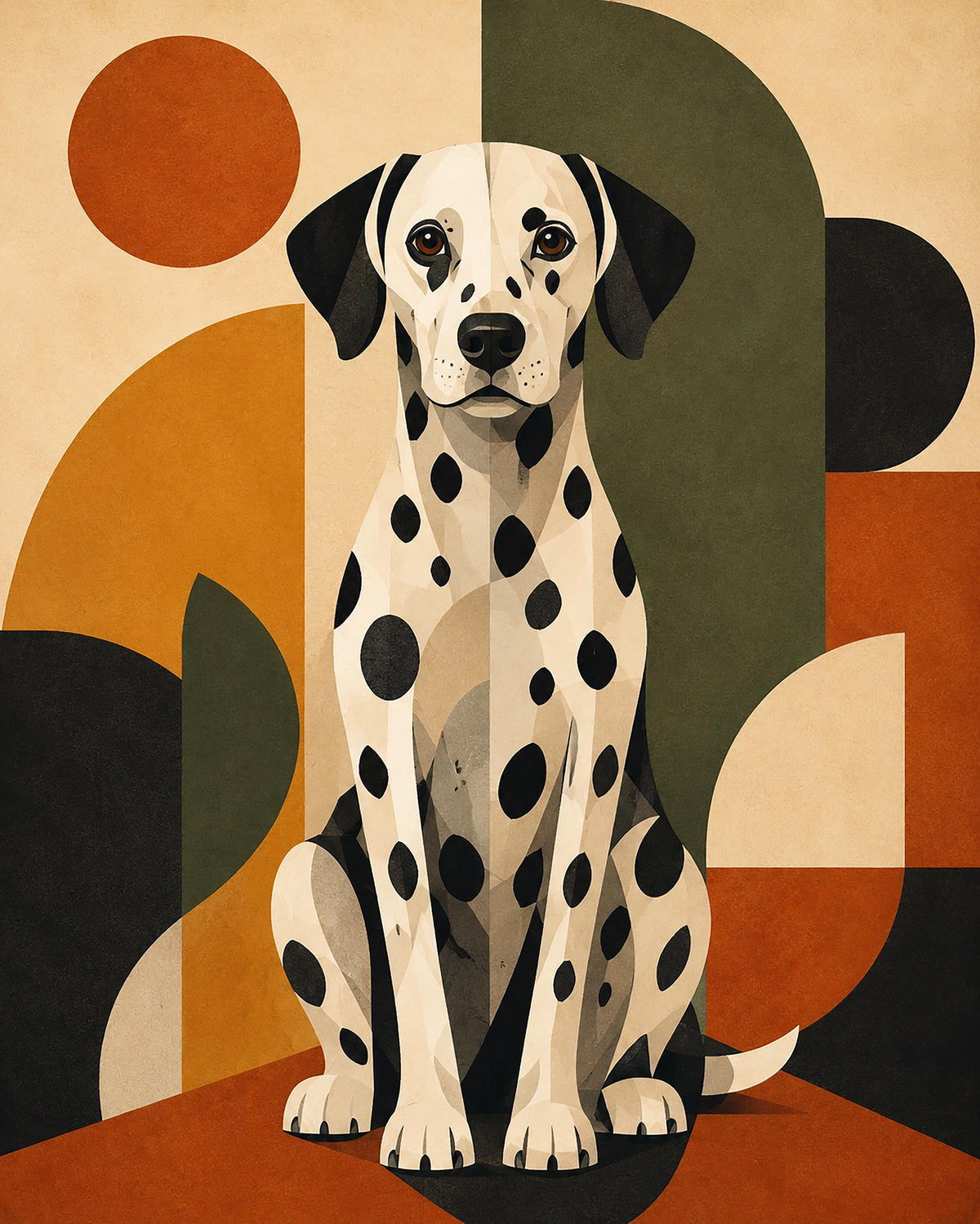 Poster digitale cane dalmata in stile mid-century - Dalmata Moderno, file da stampare