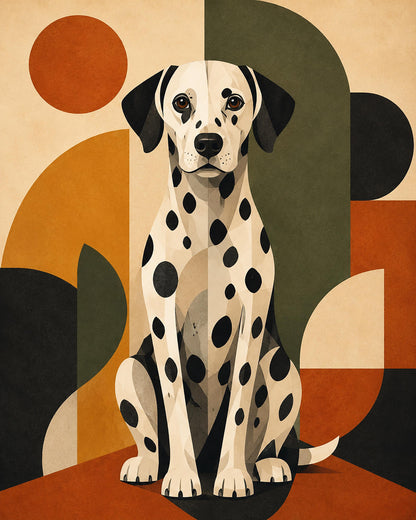Poster digitale cane dalmata in stile mid-century - Dalmata Moderno, file da stampare