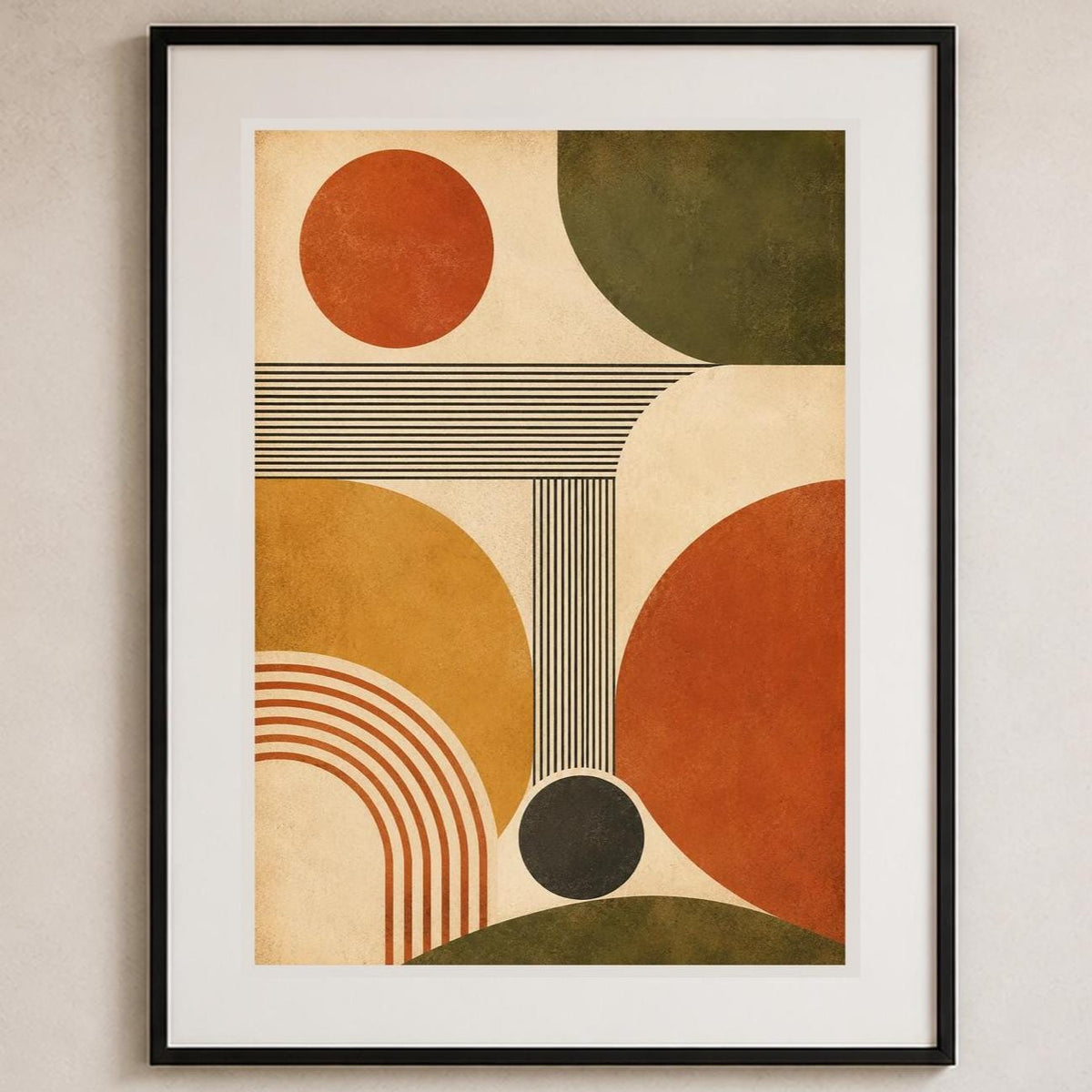 Poster digitale astrazione geometrica mid-century - Ritmo Solare, file da stampare