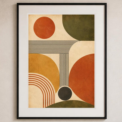 Poster digitale astrazione geometrica mid-century - Ritmo Solare, file da stampare