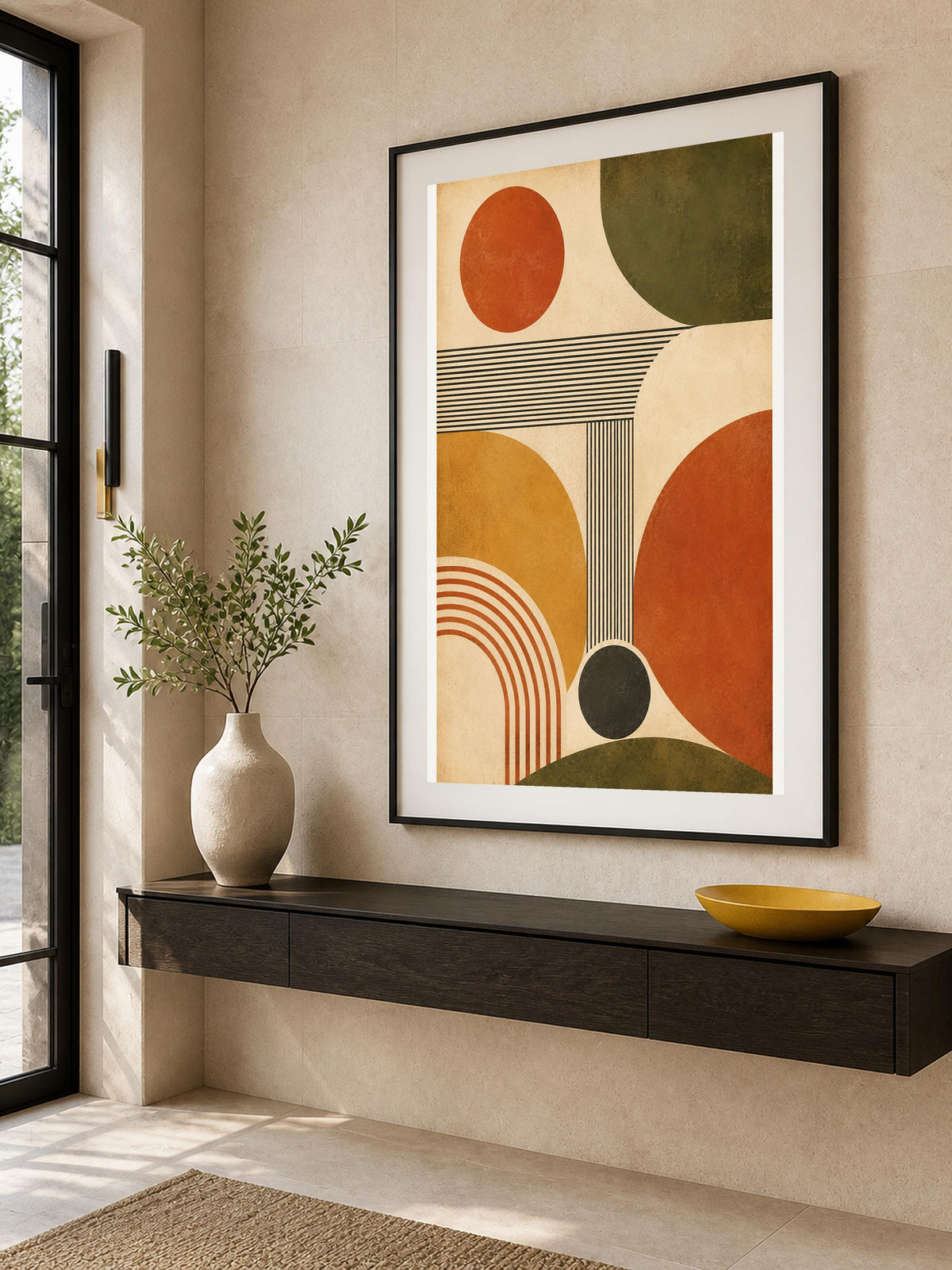 Poster digitale astrazione geometrica mid-century - Ritmo Solare, file da stampare