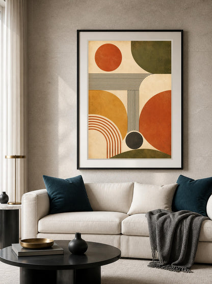 Poster digitale astrazione geometrica mid-century - Ritmo Solare, file da stampare