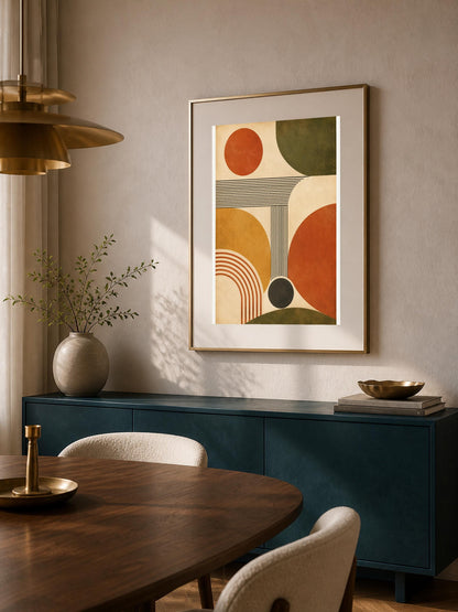 Poster digitale astrazione geometrica mid-century - Ritmo Solare, file da stampare