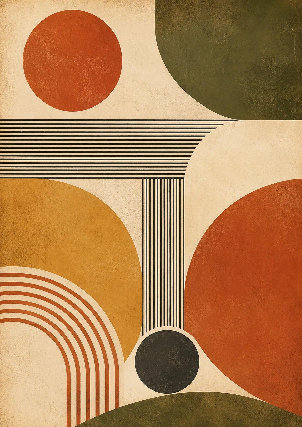 Poster digitale astrazione geometrica mid-century - Ritmo Solare, file da stampare