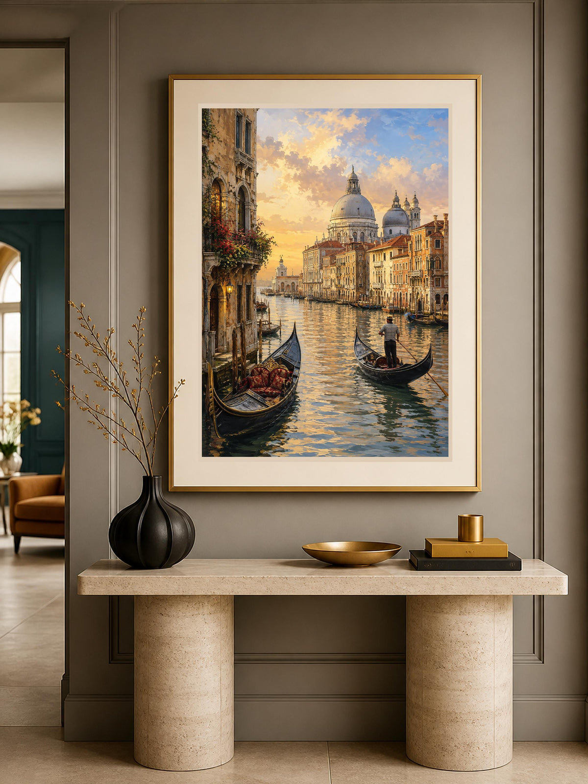 Poster digitale canale veneziano al tramonto - Venezia Dorata, file da stampare