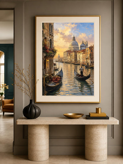 Poster digitale canale veneziano al tramonto - Venezia Dorata, file da stampare