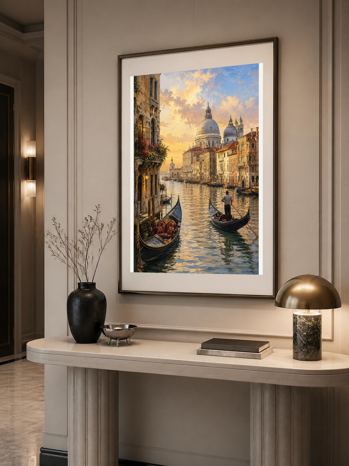 Poster digitale canale veneziano al tramonto - Venezia Dorata, file da stampare