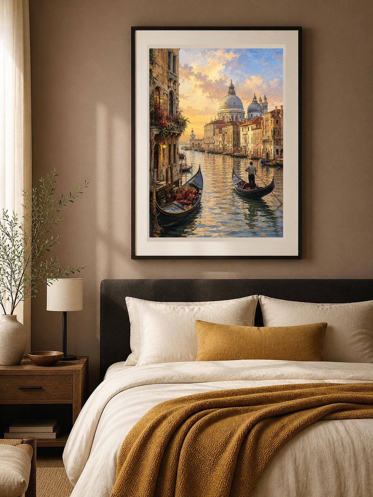 Poster digitale canale veneziano al tramonto - Venezia Dorata, file da stampare