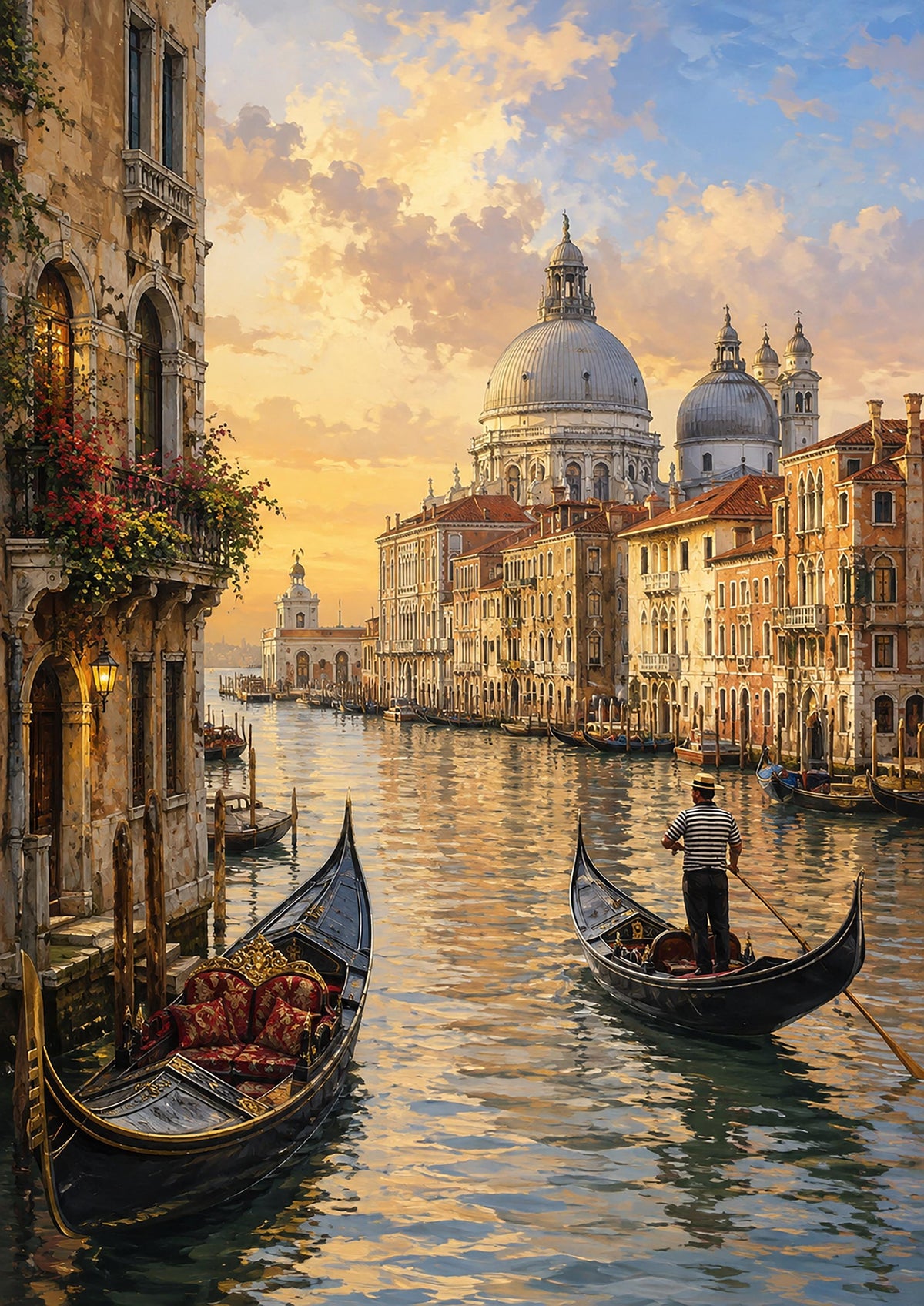 Poster digitale canale veneziano al tramonto - Venezia Dorata, file da stampare