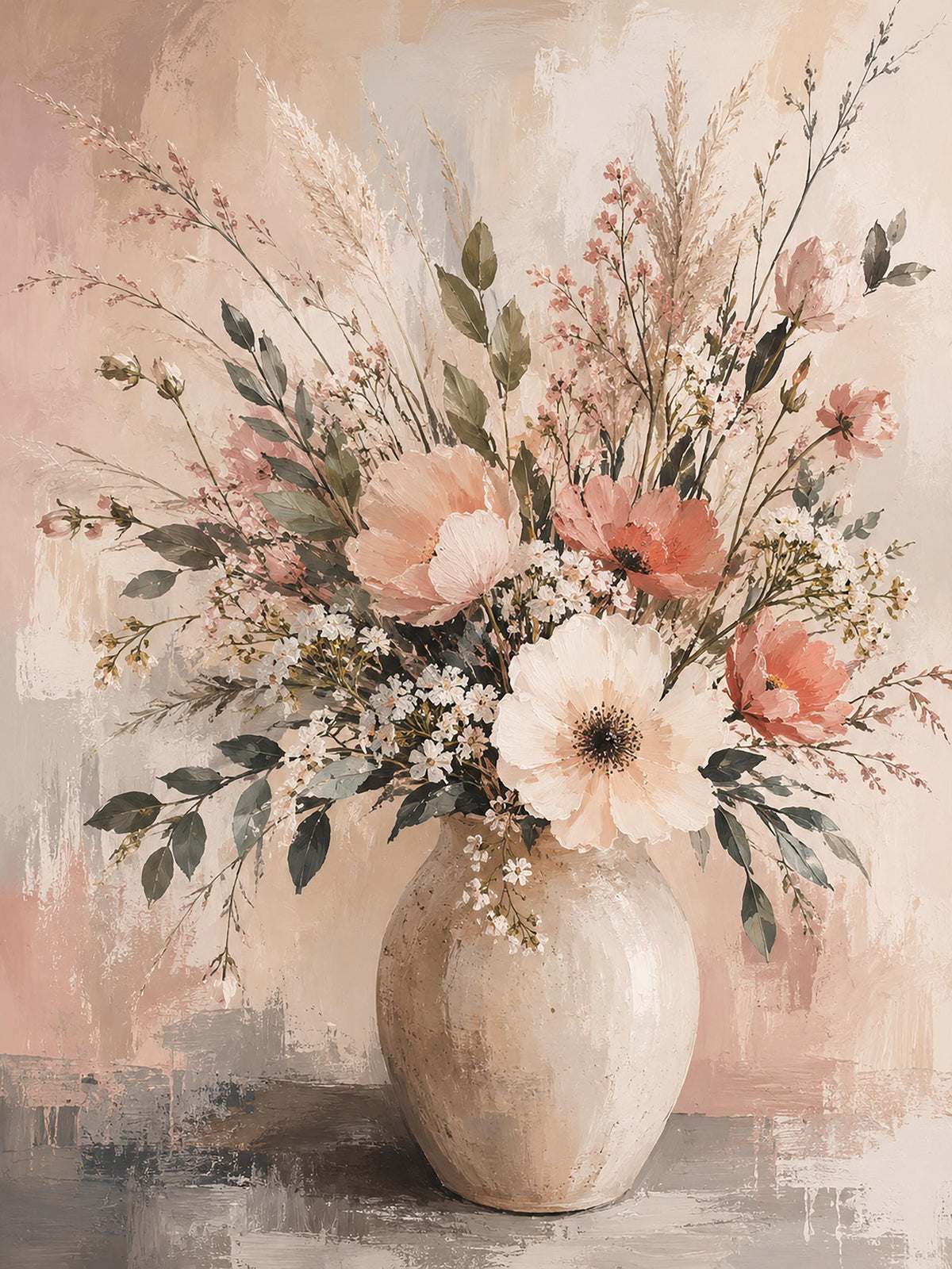 Poster digitale bouquet floreale in vaso - Bouquet Rosa Antico, file da stampare