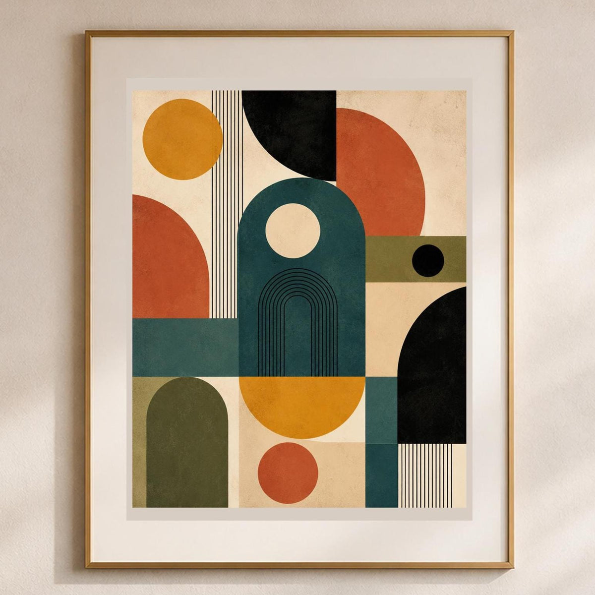 Poster digitale astrazione geometrica mid-century - Archi del Tempo, file da stampare