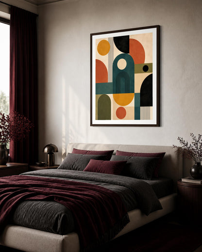 Poster digitale astrazione geometrica mid-century - Archi del Tempo, file da stampare