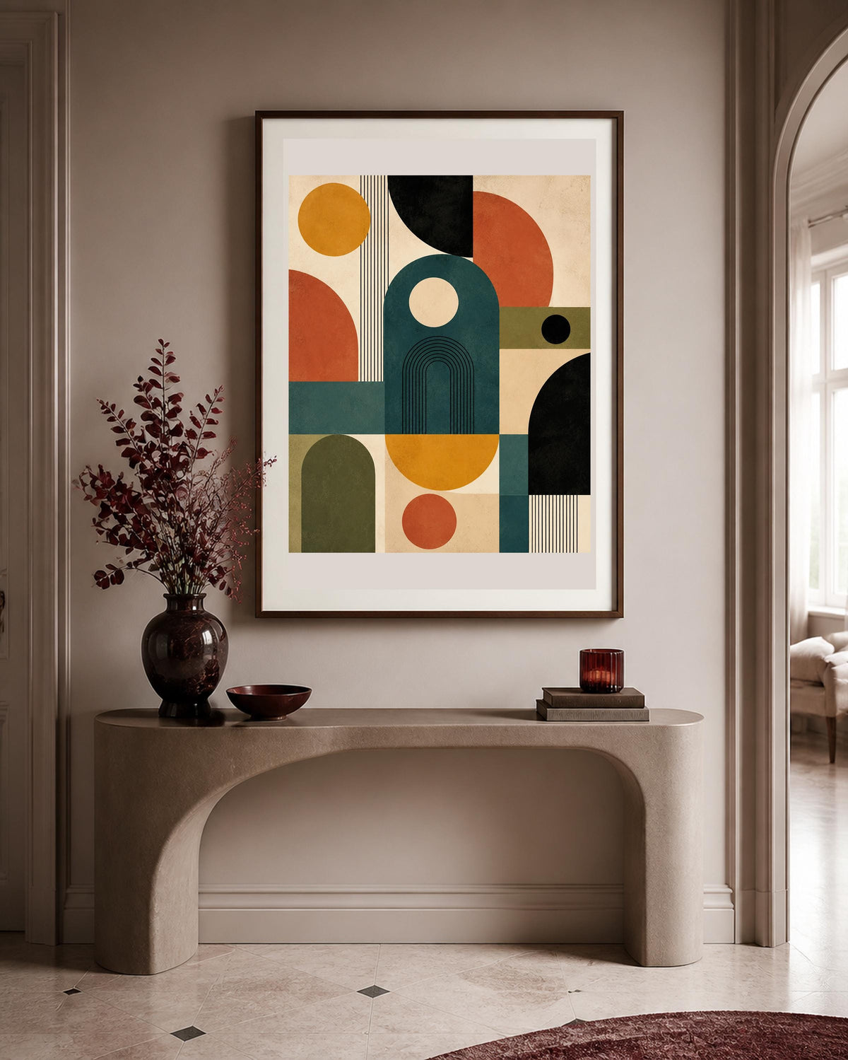 Poster digitale astrazione geometrica mid-century - Archi del Tempo, file da stampare