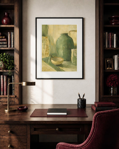 Natura morta con vaso verde, stampa digitale still life materico
