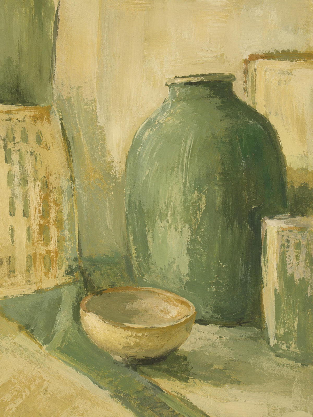 Natura morta con vaso verde, stampa digitale still life materico