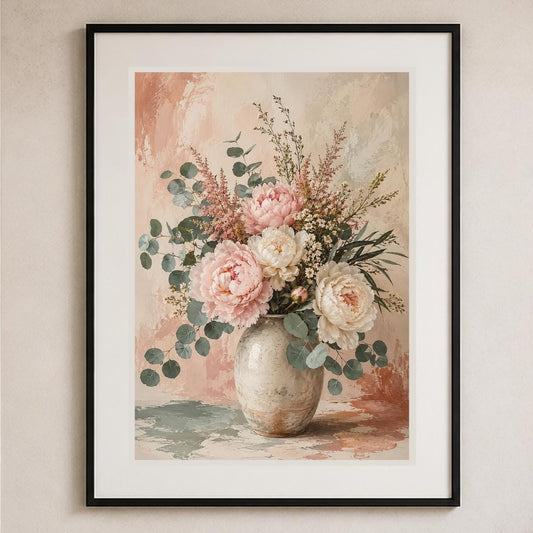 Poster digitale bouquet di peonie in vaso - Peonie Rosa Antico, file da stampare