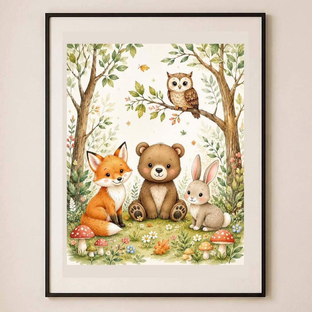 Poster digitale animali del bosco per cameretta - Amici del Bosco, file da stampare