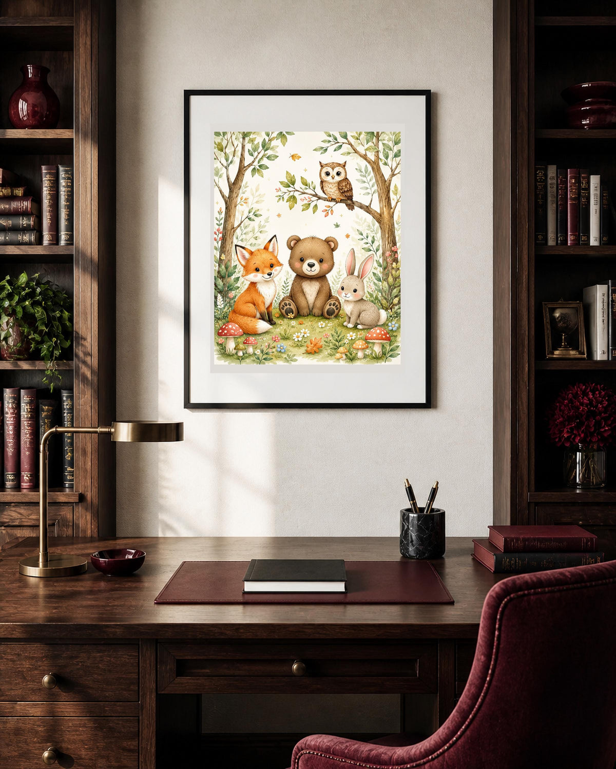 Poster digitale animali del bosco per cameretta - Amici del Bosco, file da stampare