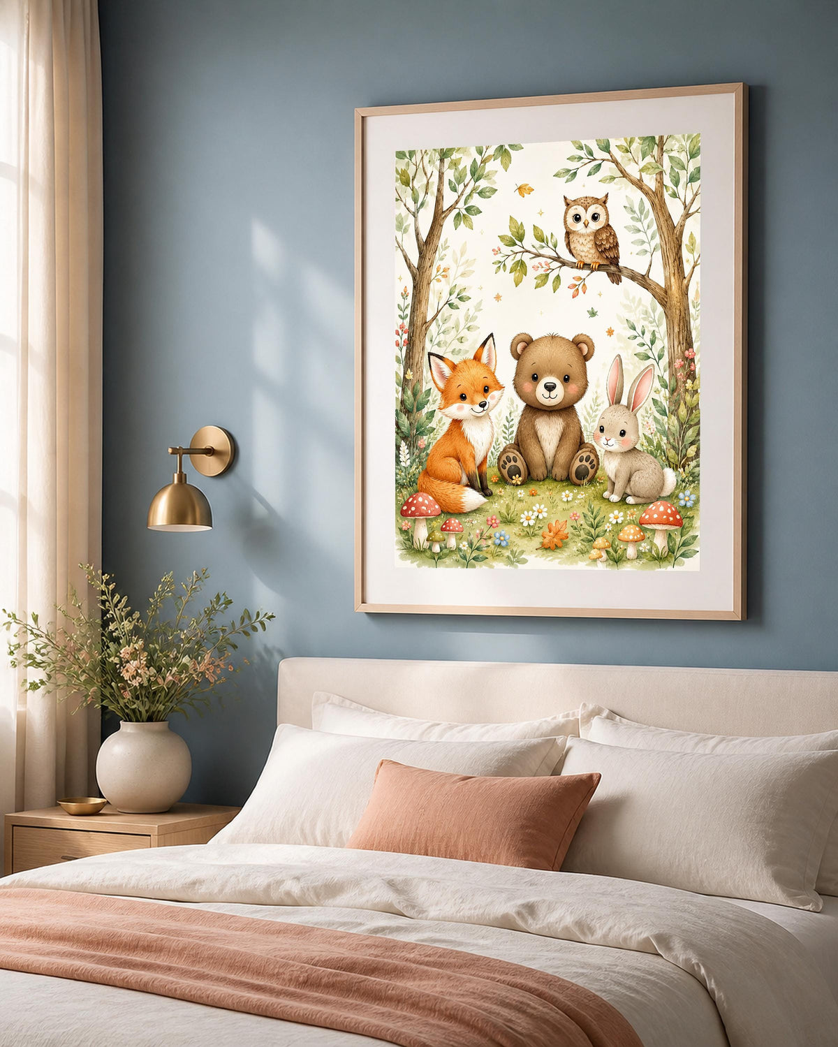 Poster digitale animali del bosco per cameretta - Amici del Bosco, file da stampare
