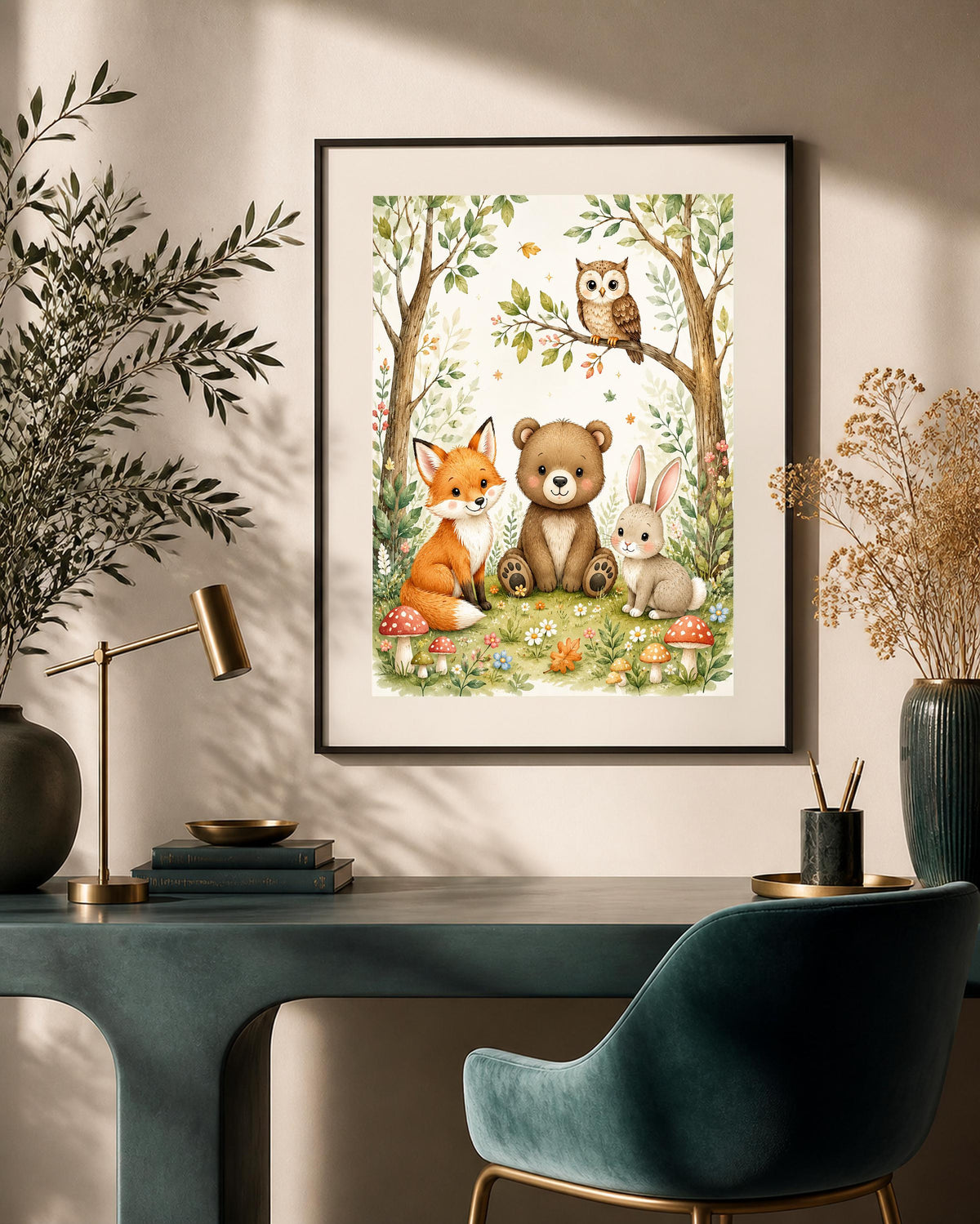 Poster digitale animali del bosco per cameretta - Amici del Bosco, file da stampare
