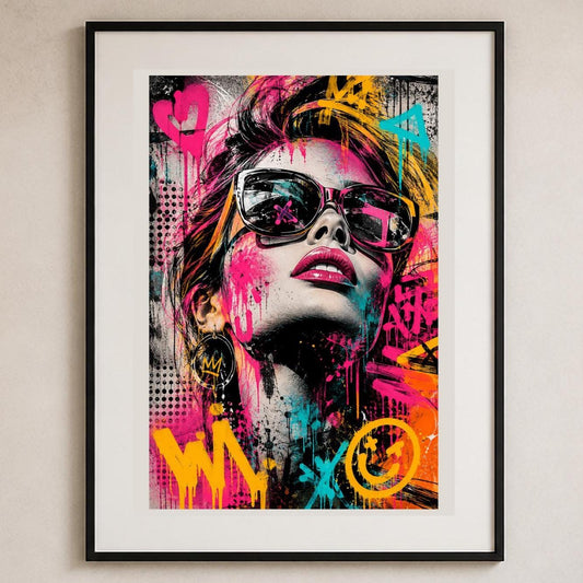 Poster digitale ritratto pop dai colori intensi - Ritratto Pop Urbano, file da stampare