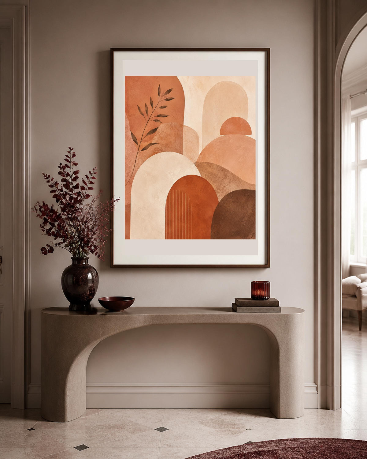 Poster digitale archi sovrapposti con sole - Archi di Terracotta, file da stampare