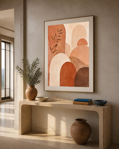 Poster digitale archi sovrapposti con sole - Archi di Terracotta, file da stampare