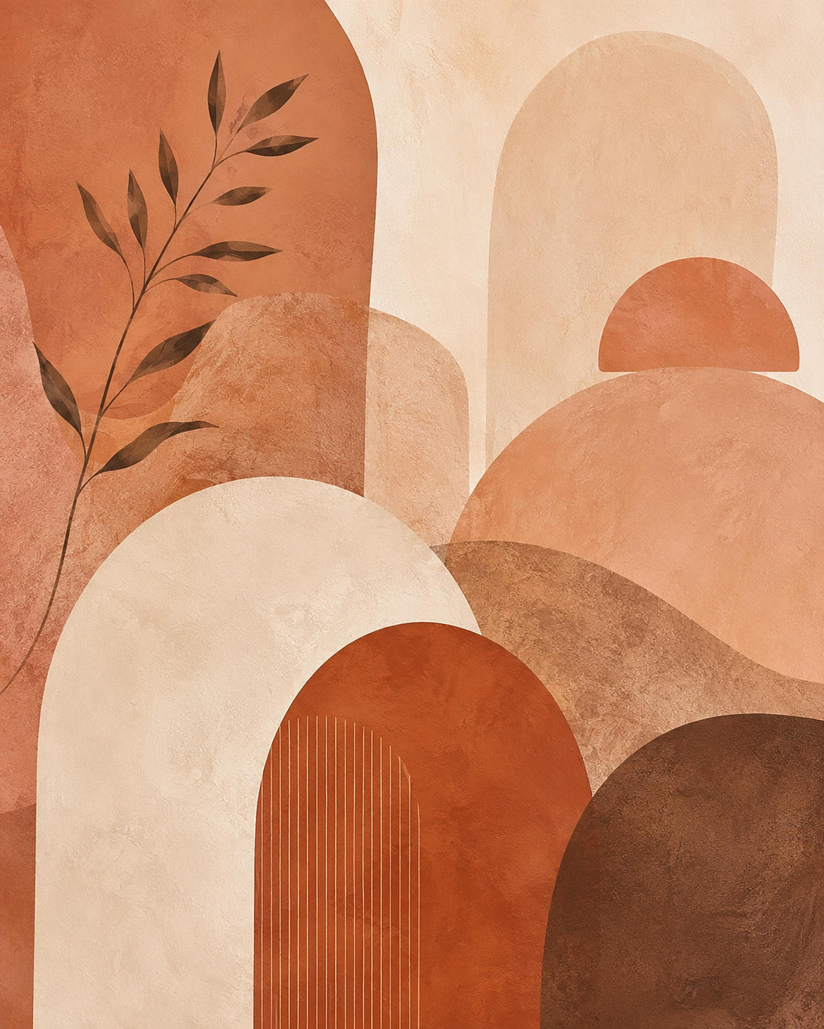 Poster digitale archi sovrapposti con sole - Archi di Terracotta, file da stampare