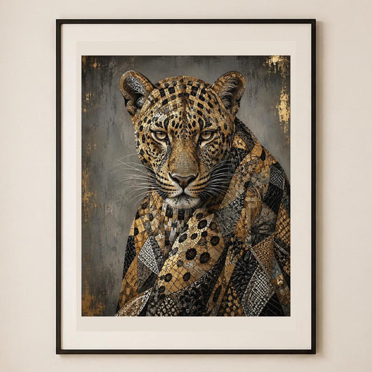 Poster digitale ritratto decorativo di leopardo - Leopardo Mosaico, file da stampare