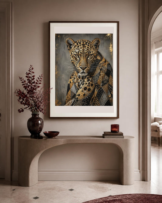 Poster digitale ritratto decorativo di leopardo - Leopardo Mosaico, file da stampare