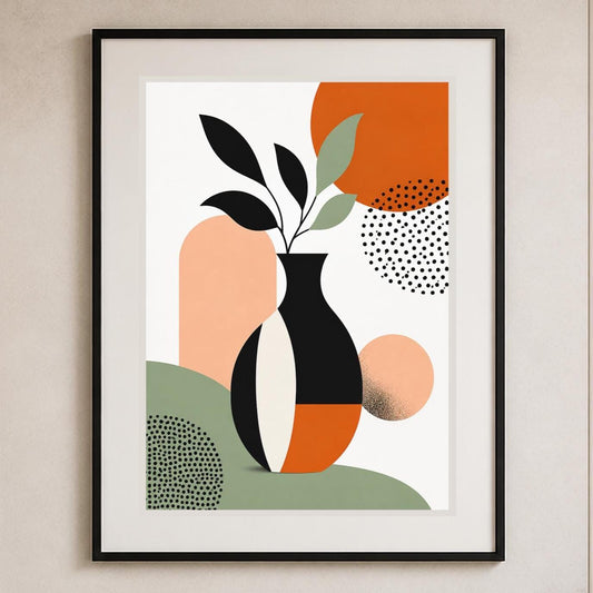 Poster digitale vaso astratto con foglie - Vaso Moderno, file da stampare