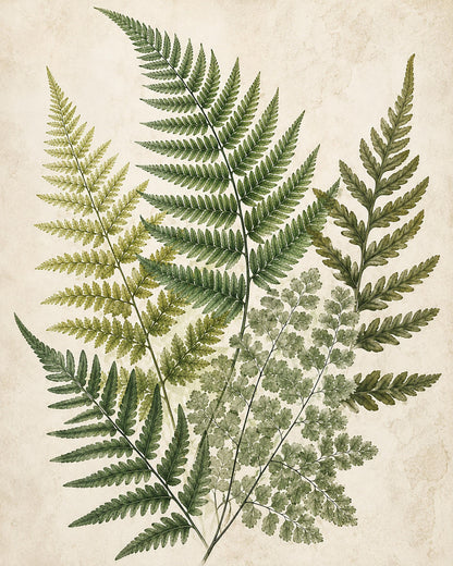 Poster digitale studio botanico di felci - Felci d'Erbario, file da stampare