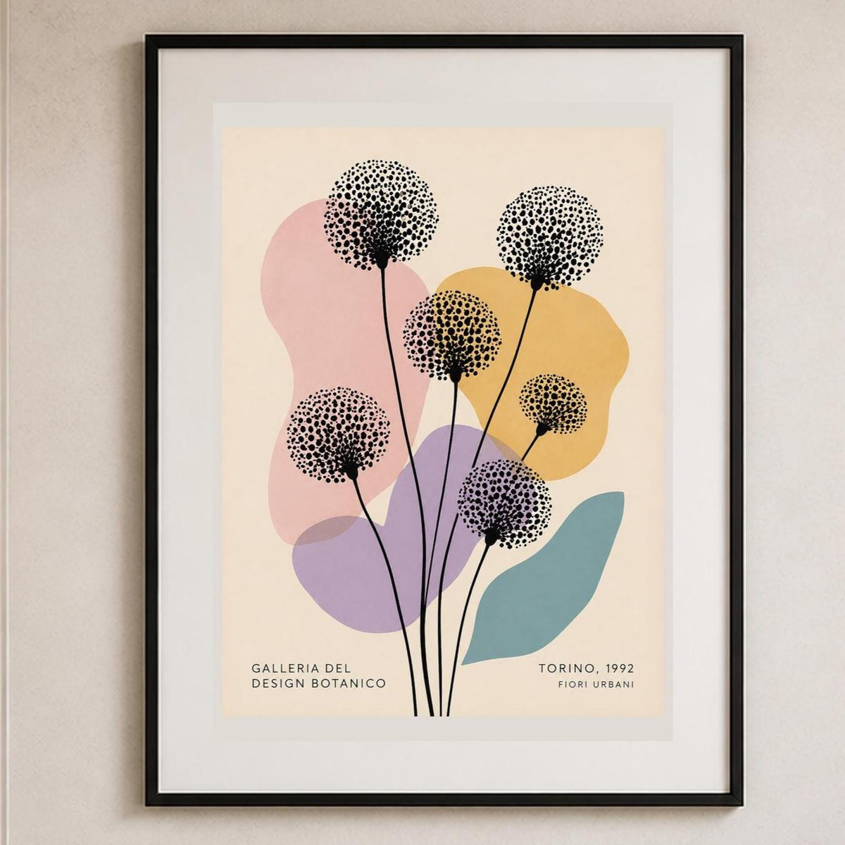 Poster digitale steli floreali grafici puntinati - Fiori Urbani di Torino, file da stampare