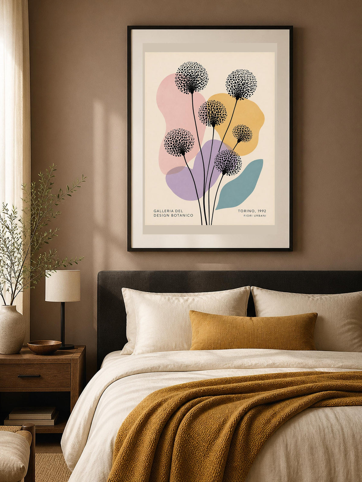Poster digitale steli floreali grafici puntinati - Fiori Urbani di Torino, file da stampare
