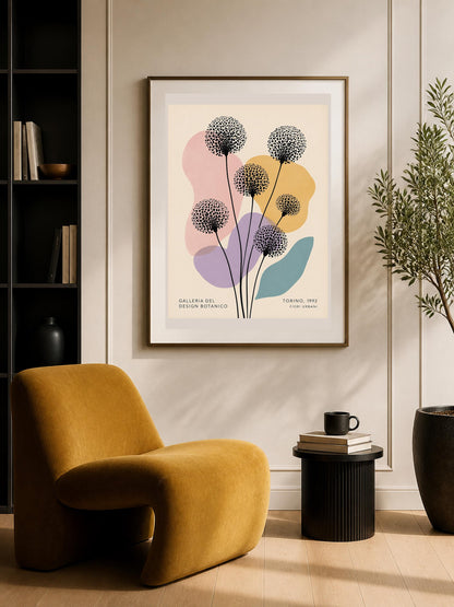Poster digitale steli floreali grafici puntinati - Fiori Urbani di Torino, file da stampare