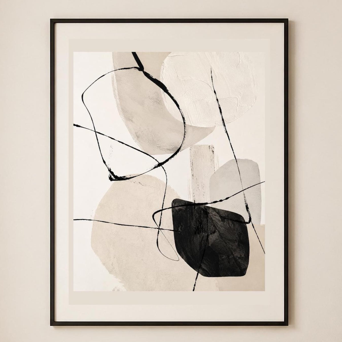 Poster digitale segni astratti in bianco e nero - Segni in Equilibrio, file da stampare