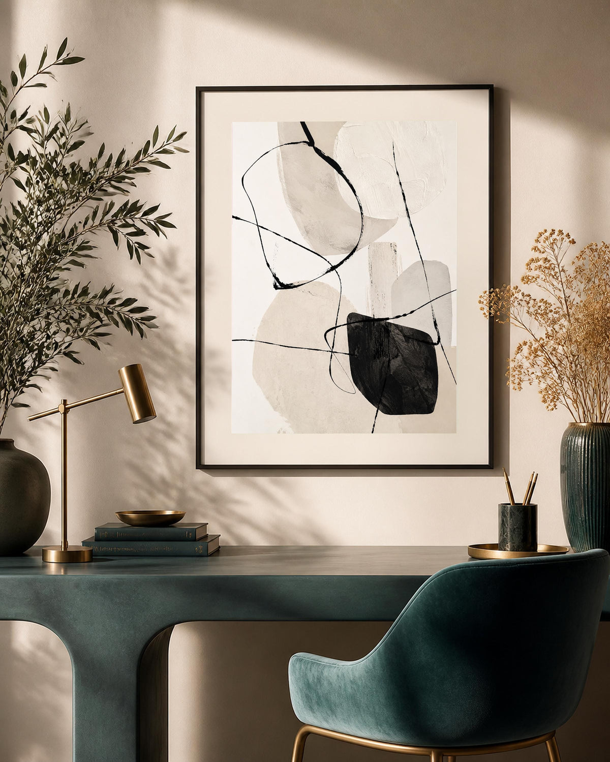 Poster digitale segni astratti in bianco e nero - Segni in Equilibrio, file da stampare